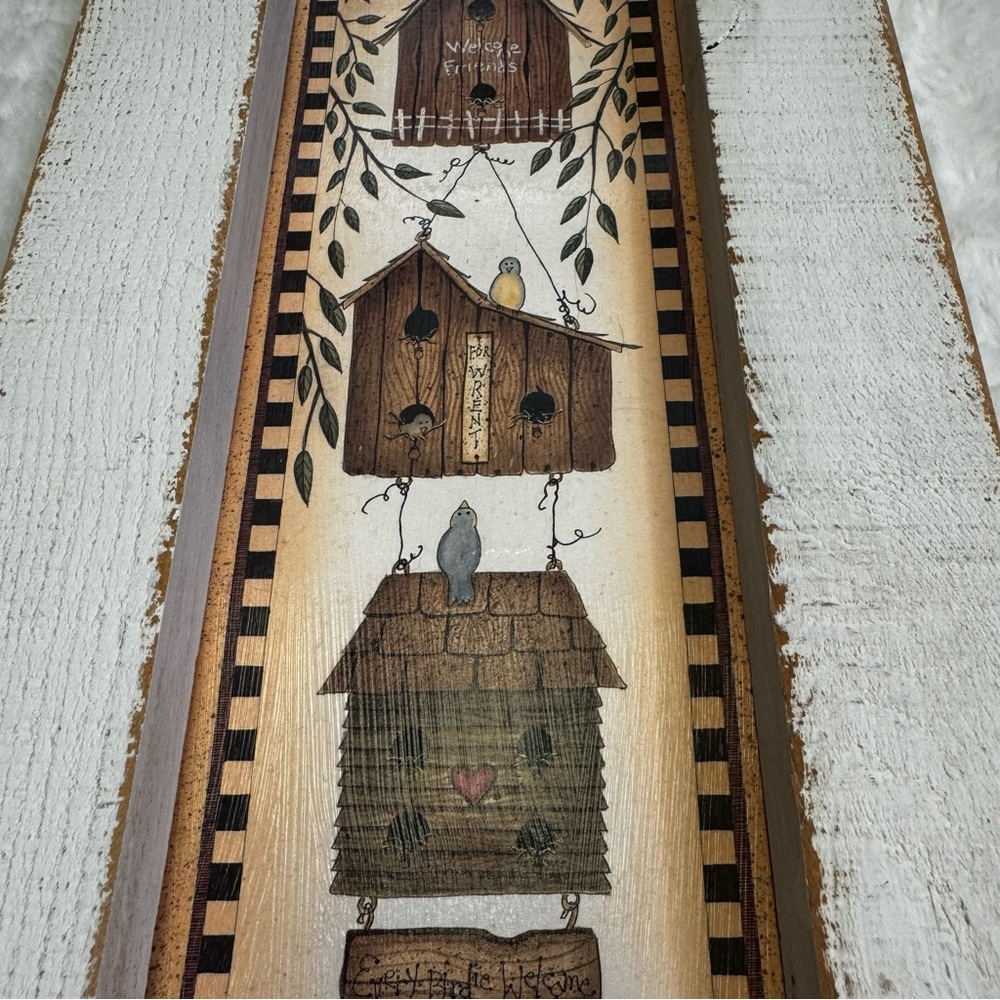 Rustic Farmhouse Birdhouse Wall Art Distressed White Frame Approx. - Picture 7 of 15
